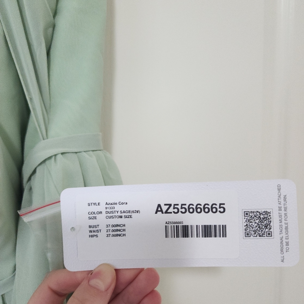 Azazie Sage Green Spaghetti Strap Maxi Dress with High Slit - Picture 6 of 11